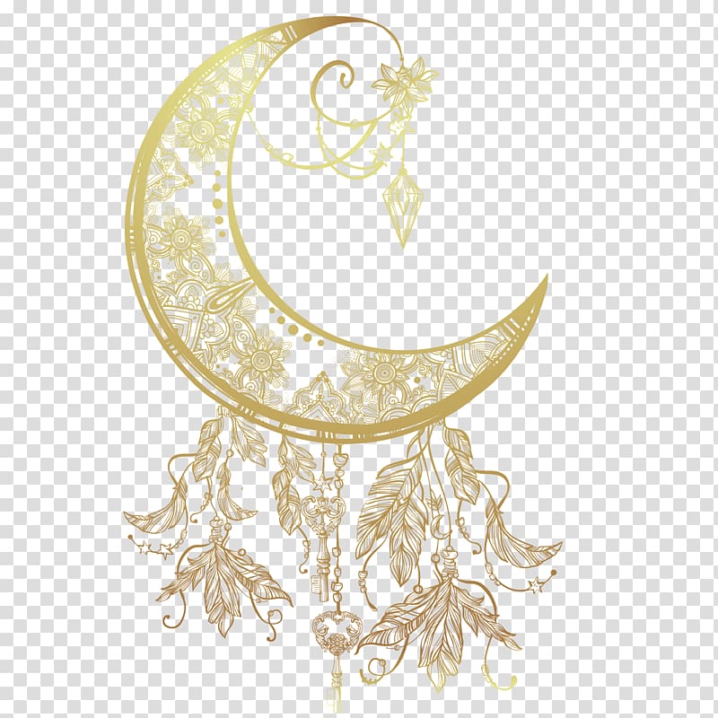 crescent moon illustration, Tattoo Moon Drawing Dreamcatcher Illustration, Moon Creative retro material transparent background PNG clipart