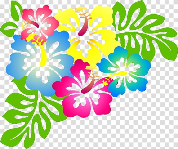 multicolored floral frame , Luau Cuisine of Hawaii , flowers transparent background PNG clipart