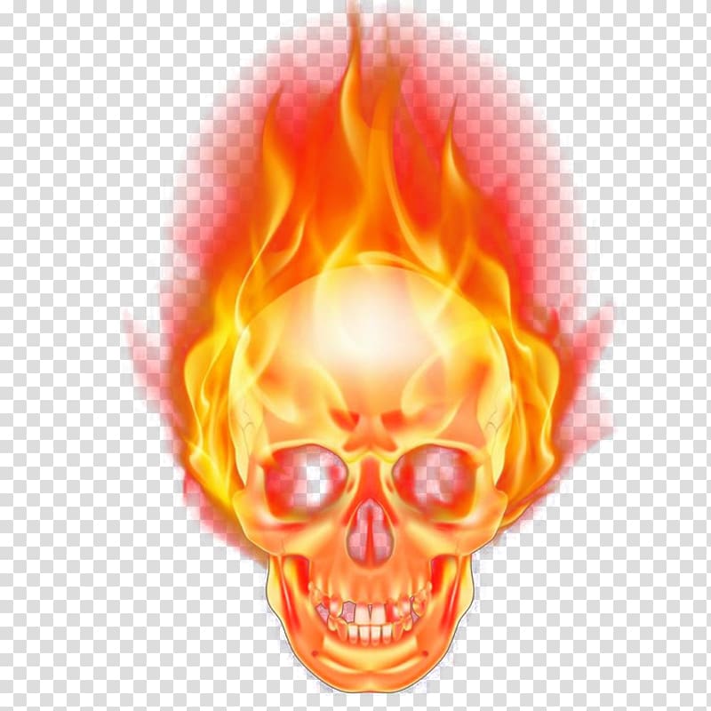 Ghost Rider illustration, Flame Skull Combustion Fire, Flame Skeleton transparent background PNG clipart