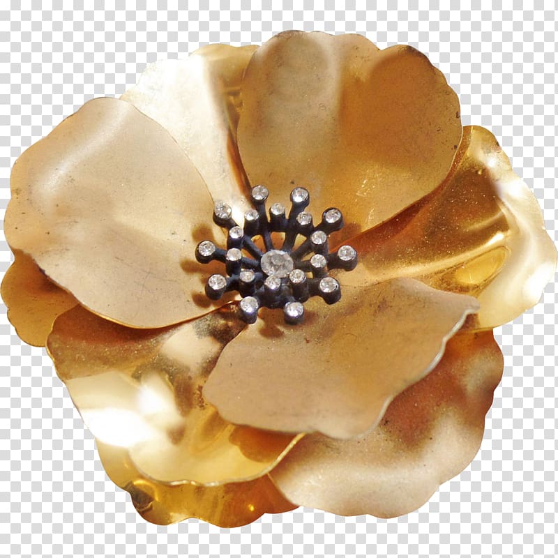 Flower Petal Brooch Gold Imitation Gemstones & Rhinestones, gold flower transparent background PNG clipart