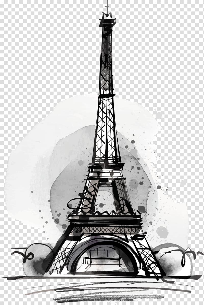 Eiffel Tower sketch , Eiffel Tower Drawing Illustration, Black Drawing Eiffel Tower transparent background PNG clipart