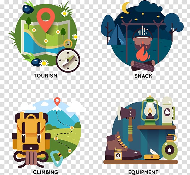 Camping Illustration, flat travel theme icon material transparent background PNG clipart
