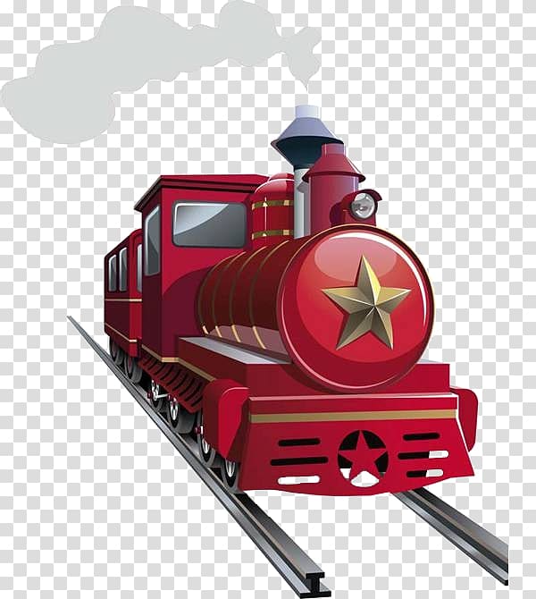 red train illustration, Train Rail transport Steam locomotive, steam train transparent background PNG clipart