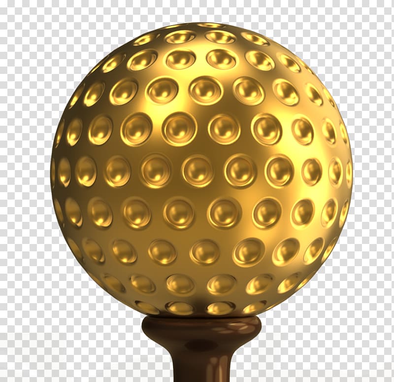Golf ball 3D computer graphics, Gold golf transparent background PNG clipart