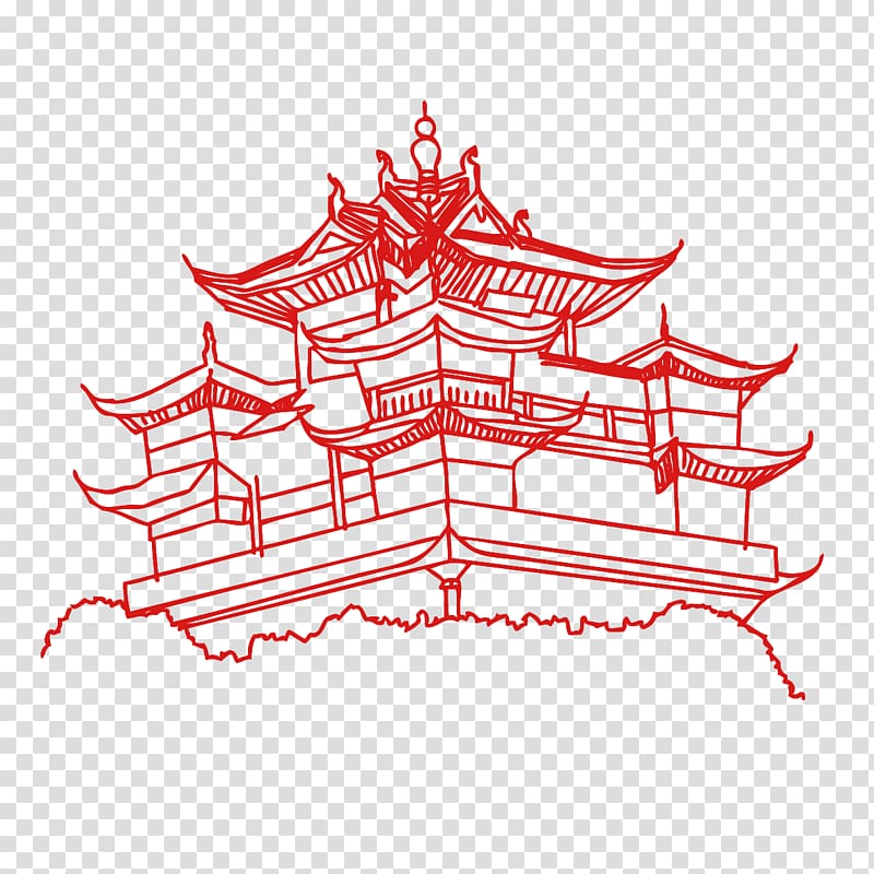 West Lake Architecture Drawing, Hand-painted Hangzhou free transparent background PNG clipart