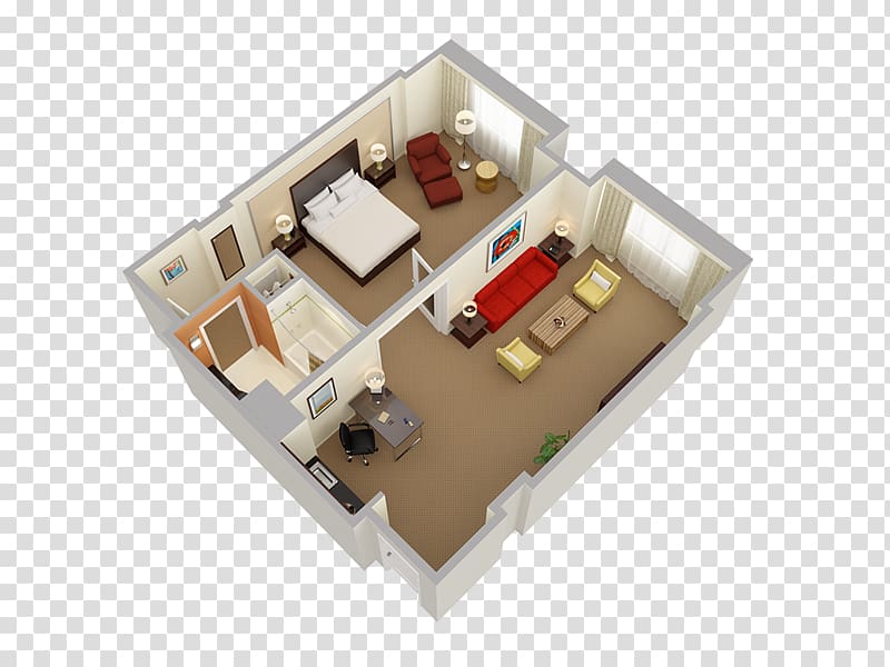 3D floor plan Bedroom House plan Hotel Suite, hotel transparent background PNG clipart