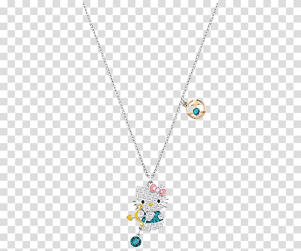 Hello Kitty Swarovski AG Necklace Pendant, Swarovski Jewellery women,Blue Necklace transparent background PNG clipart
