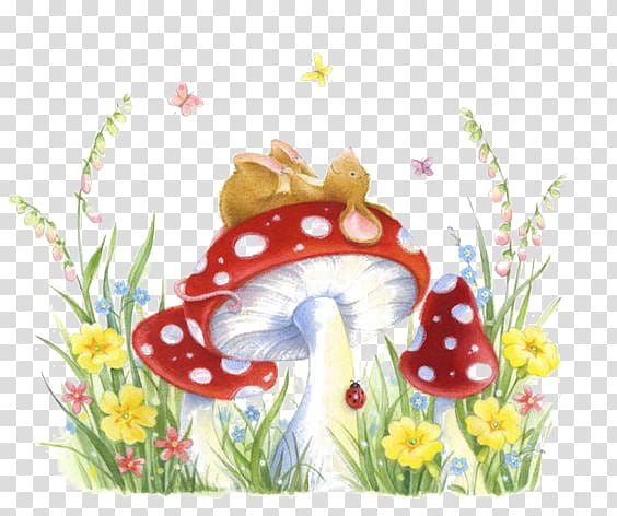 brown rat on red mushroom illustration, Floral design Drawing Art Illustration, Graffiti mushrooms transparent background PNG clipart