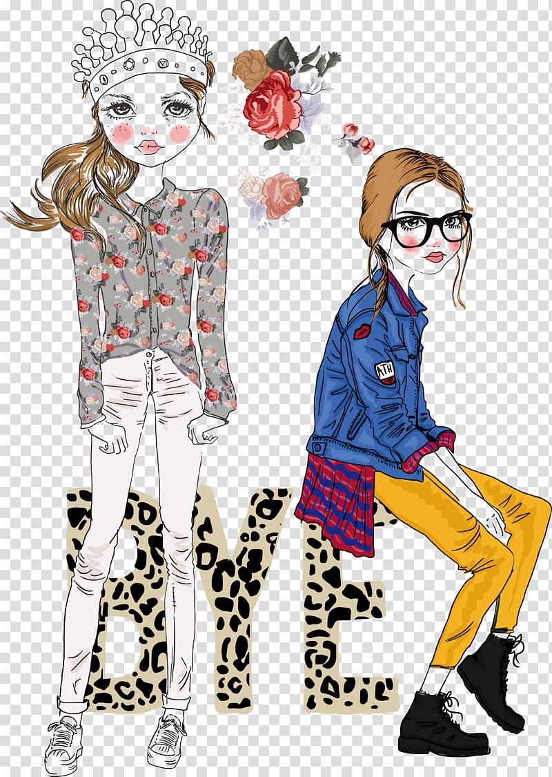 Drawing Illustration, Special hand-painted woman fashion transparent background PNG clipart