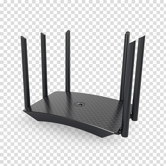 Wireless router Wi-Fi Motorola Wireless Dual Band Gigabit Router IEEE 802.11ac, long range wireless networking transparent background PNG clipart