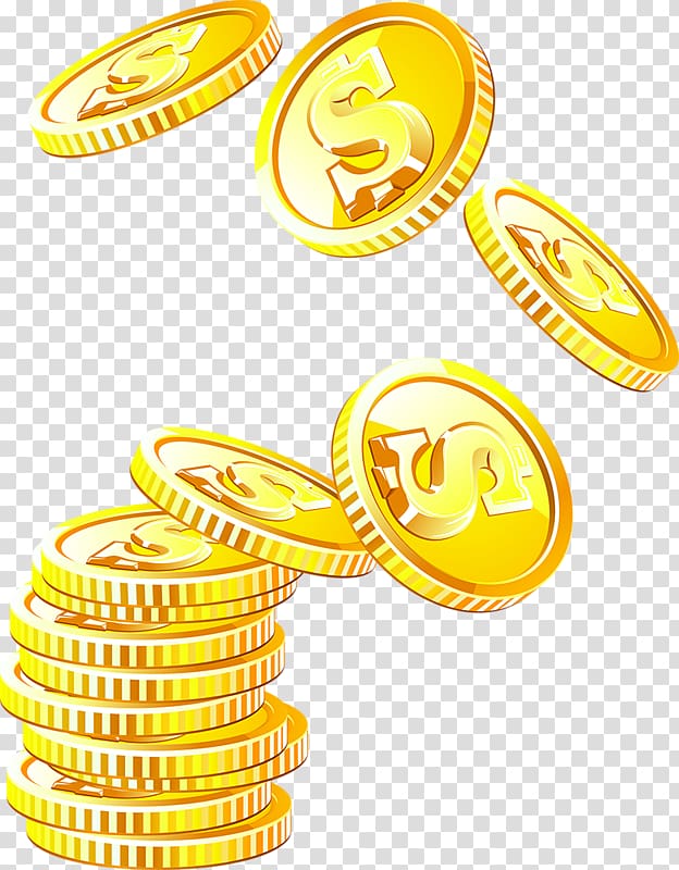 Gold coin Money, Floating gold transparent background PNG clipart