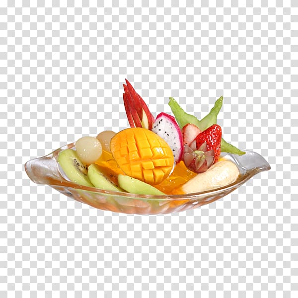 Ice cream Fruit salad Italian cuisine, Fruit salad on the plate crystal transparent background PNG clipart