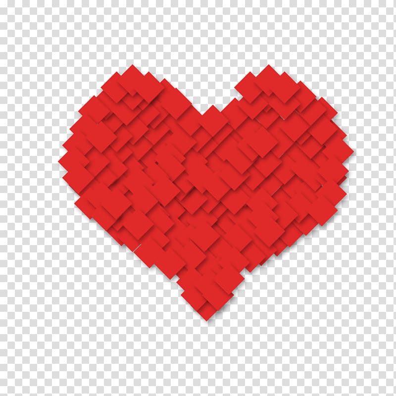 Paper Red Heart Computer file, Square paper red heart transparent background PNG clipart