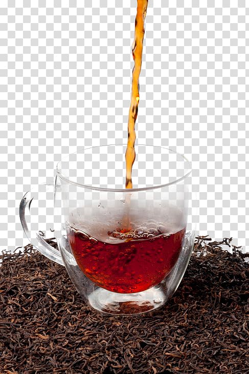 clear glass cup filled with juice, Black tea Tea culture, Tea transparent background PNG clipart