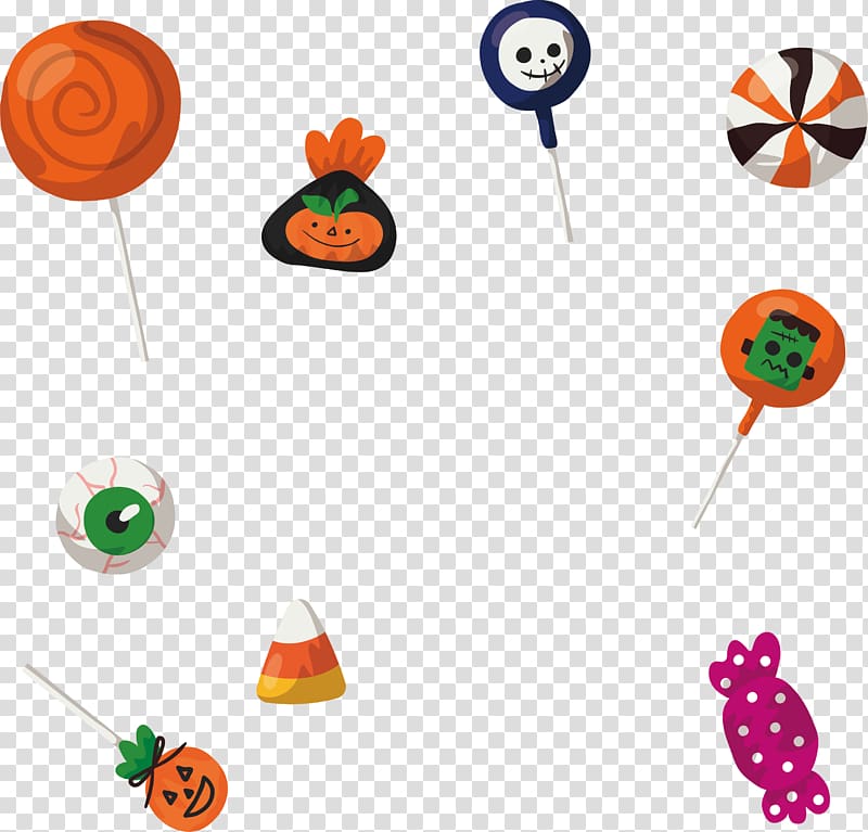 Lollipop Comfit Candy Halloween, Halloween candy pattern transparent background PNG clipart