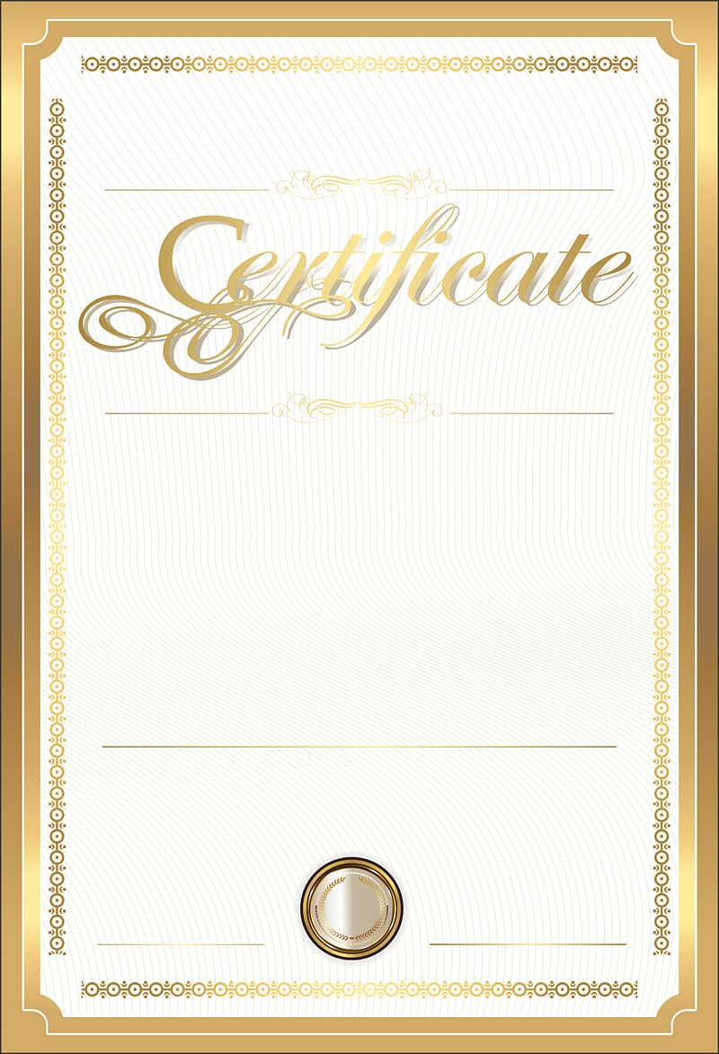 Certificate illustration, Paper Academic certificate Gold certificate , Gold Certificate Template transparent background PNG clipart