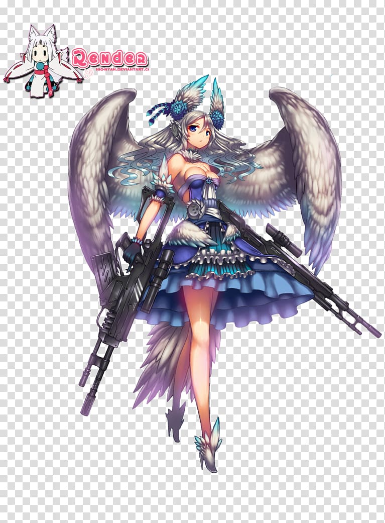 Sinon Anime Angel with a Shotgun Firearm Art, Angels transparent background PNG clipart