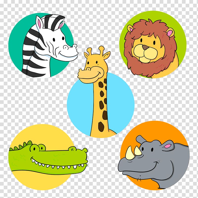 Euclidean Adobe Illustrator Icon, 5 cute wild animal avatar material transparent background PNG clipart