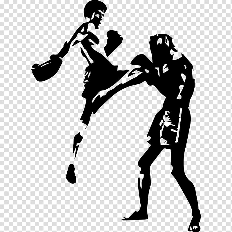 Shadow Boxing. Black Silhouette on a White Background, Sports