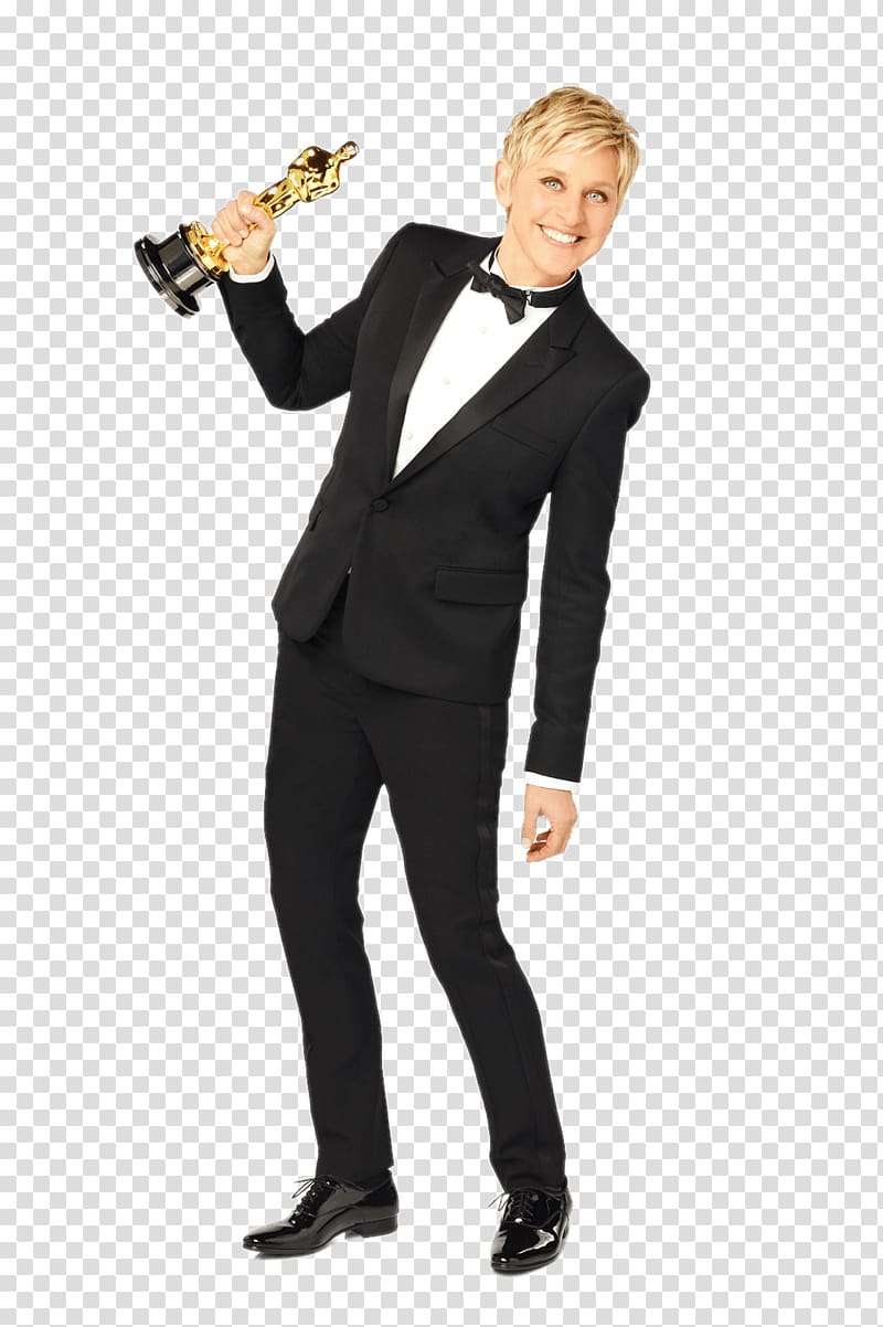 Helen Regeneres, Ellen Degeneres Holding Oscar transparent background PNG clipart