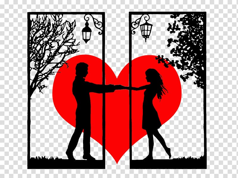 Silhouette , Couple in love transparent background PNG clipart