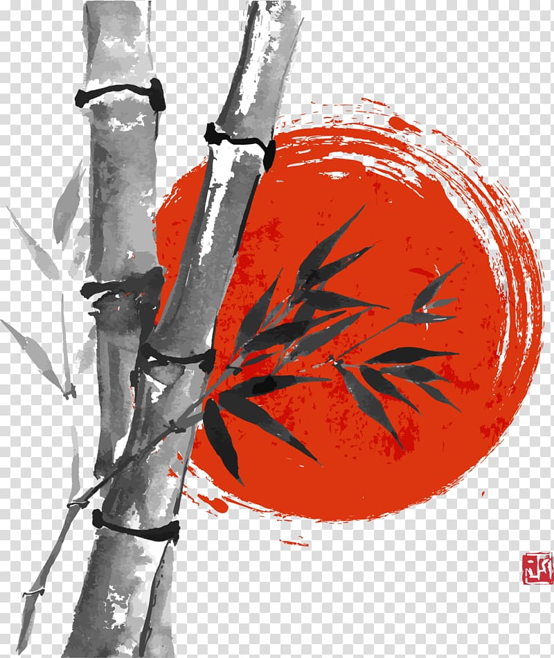 Paper Drawing Bamboo Ink wash painting, Hand-painted bamboo transparent background PNG clipart
