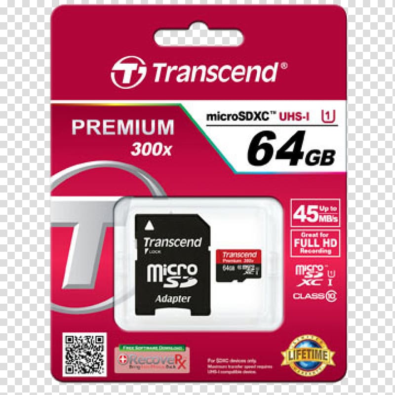 MicroSD Flash Memory Cards Transcend Information Secure Digital Computer data storage, Sdhc transparent background PNG clipart