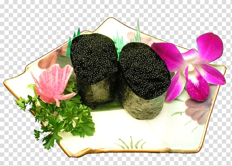Sushi Japanese Cuisine Chinese cuisine Hot pot Sepiidae, Ink roe sushi transparent background PNG clipart