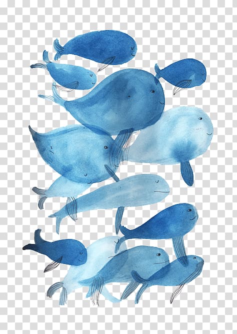Painting Illustration, Whale cartoon fish transparent background PNG clipart