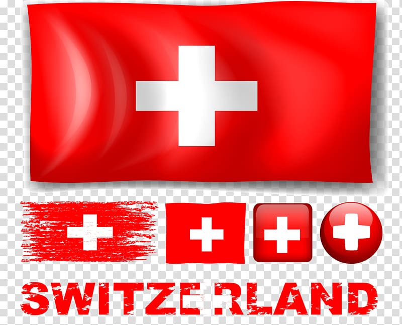Flag of Switzerland, hand painted Swiss flag transparent background PNG clipart
