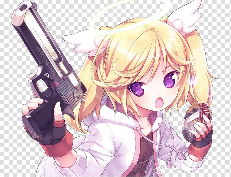 Anime Girls with guns Firearm Manga, Anime transparent background PNG clipart