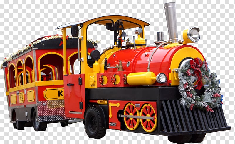 Trackless train Passenger car Locomotive, christmas express train transparent background PNG clipart