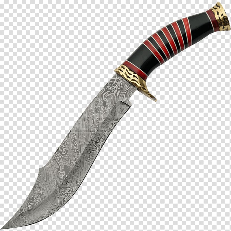 Bowie knife Damascus steel Hunting & Survival Knives, knife transparent background PNG clipart