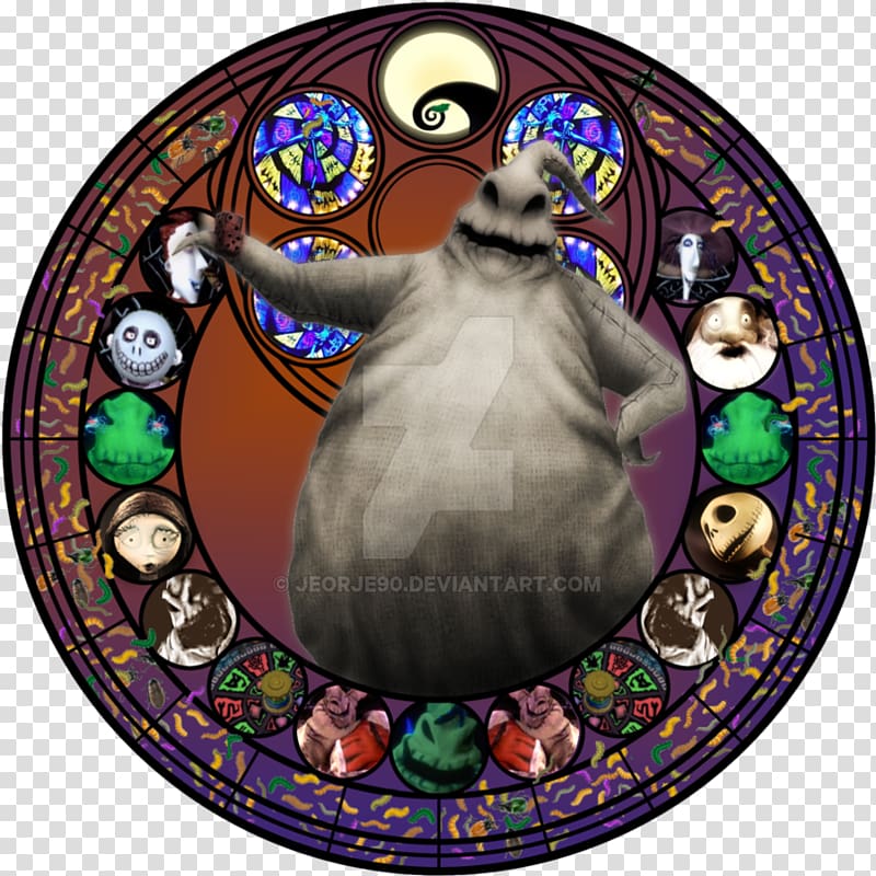 Oogie Boogie Stained glass Jack Skellington The Nightmare Before Christmas: The Pumpkin King Belle, jack skellington mickey mouse ears transparent background PNG clipart