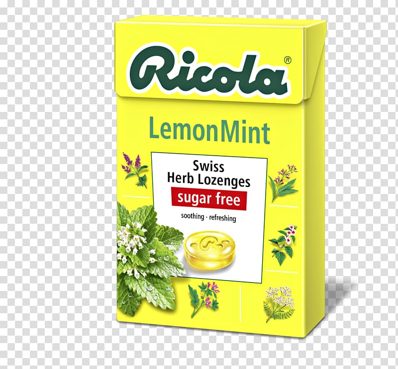 Ricola Herbaceous plant Sugar Throat lozenge, Lemon with mint transparent background PNG clipart