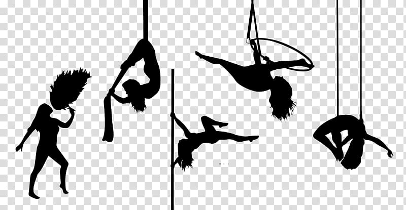 Pole dance Silhouette Performing arts Aerial silk Acrobatics, aerial yoga transparent background PNG clipart