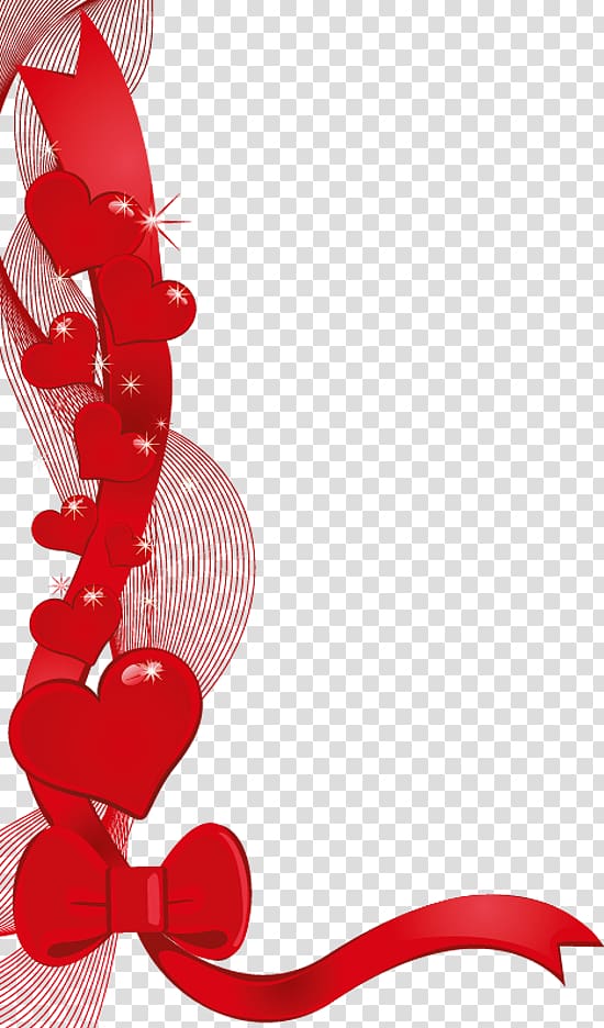 red ribbon and hearts illustration, Love , Heart Decor transparent background PNG clipart