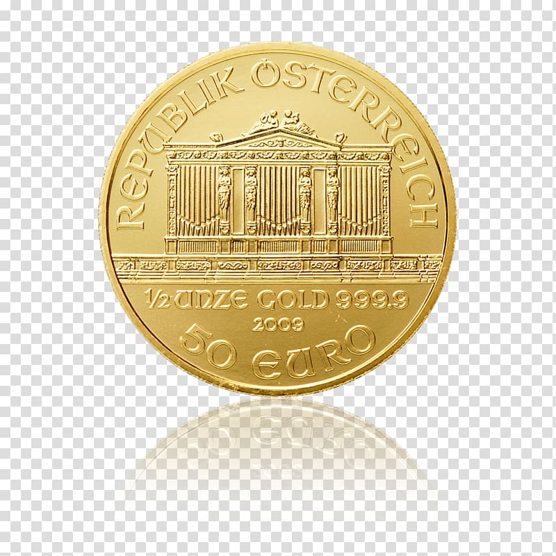 Bitcoin Gold Vienna Philharmonic Bullion coin, gold coin transparent background PNG clipart