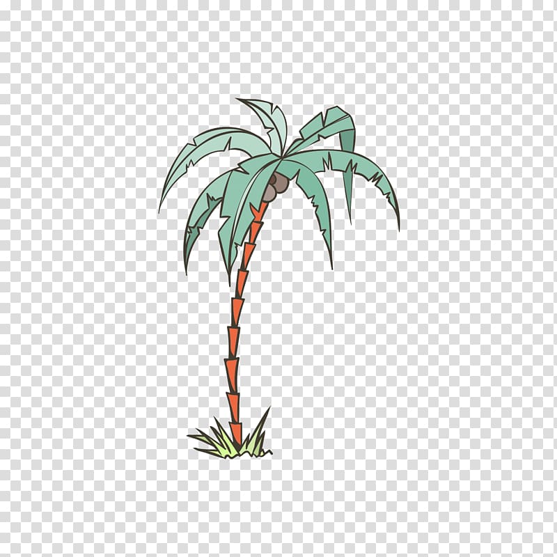 Arecaceae Illustration, Red green coconut tree transparent background PNG clipart