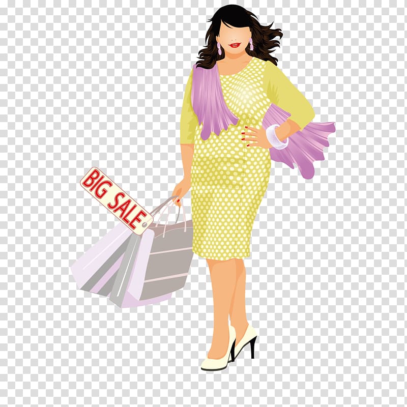 Plus-size clothing Shopping Plus-size model, Shopping woman transparent background PNG clipart