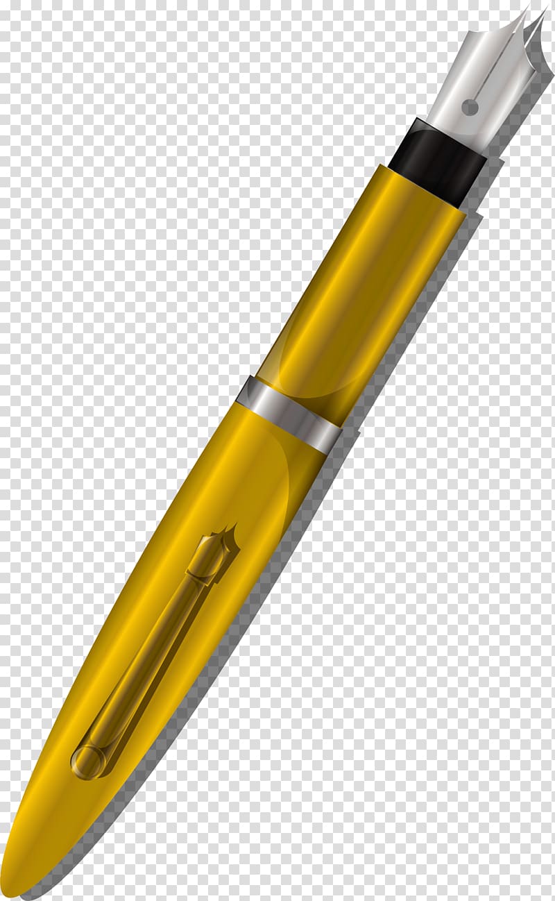 Ballpoint pen Fountain pen, Small crisp yellow pen transparent background PNG clipart