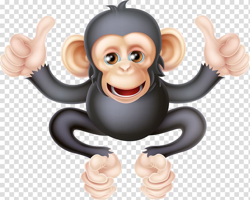 Chimpanzee Ape Primate Cartoon, Cute monkey transparent background PNG clipart