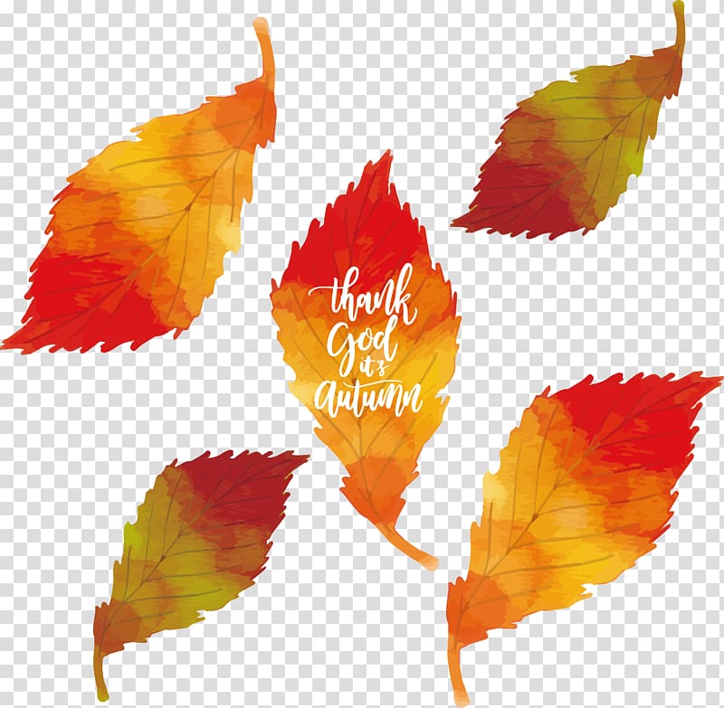 Leaf Autumn Watercolor painting, Thanks autumn transparent background PNG clipart