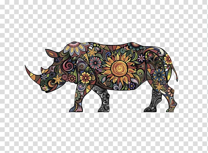 Rhinoceros Tattoo Pattern, bull transparent background PNG clipart