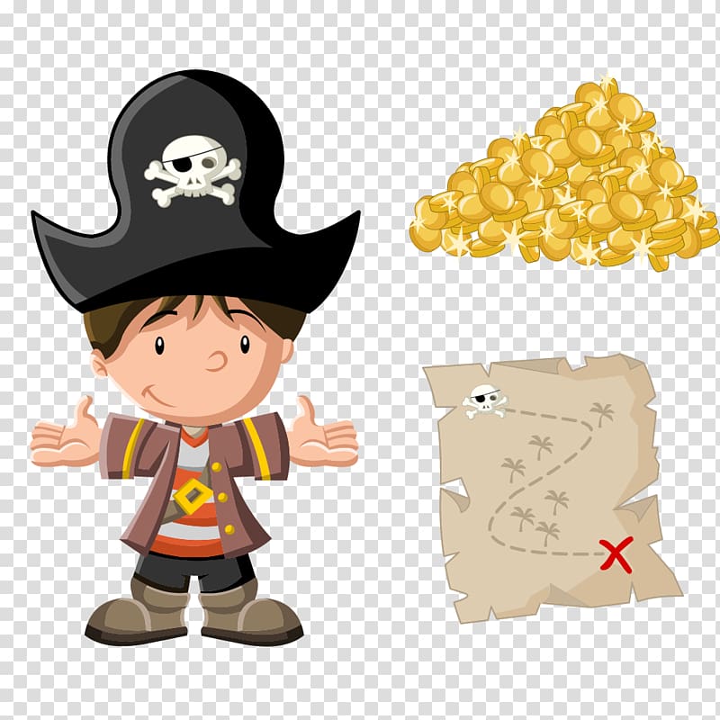 pirate boy illustration, Piracy Cartoon Illustration, cartoon pirate material transparent background PNG clipart