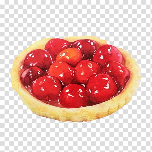 Tart Watercolor painting Dessert Illustration, Cherry dessert tower painted material transparent background PNG clipart