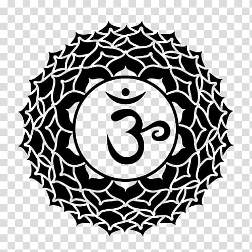 black Mandala Allah Calligraphy , Chakra Sahasrara Third eye Vishuddha Energy, chakra transparent background PNG clipart