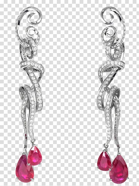 Earring Ruby Jewellery Red Designer, Rose Red Jewelry transparent background PNG clipart