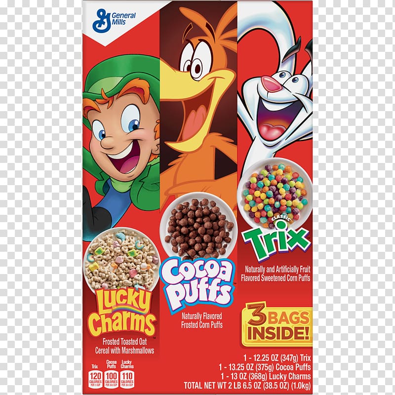 Breakfast cereal Trix Nutrition facts label Cocoa Puffs, lucky charms cereal bowl transparent background PNG clipart
