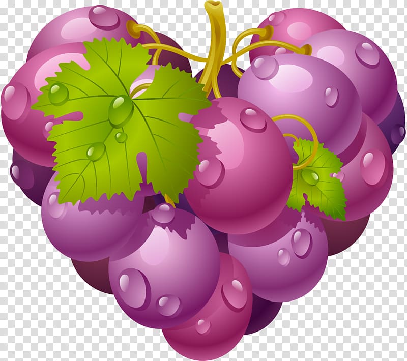 Grape Heart Fruit Berry, grape transparent background PNG clipart